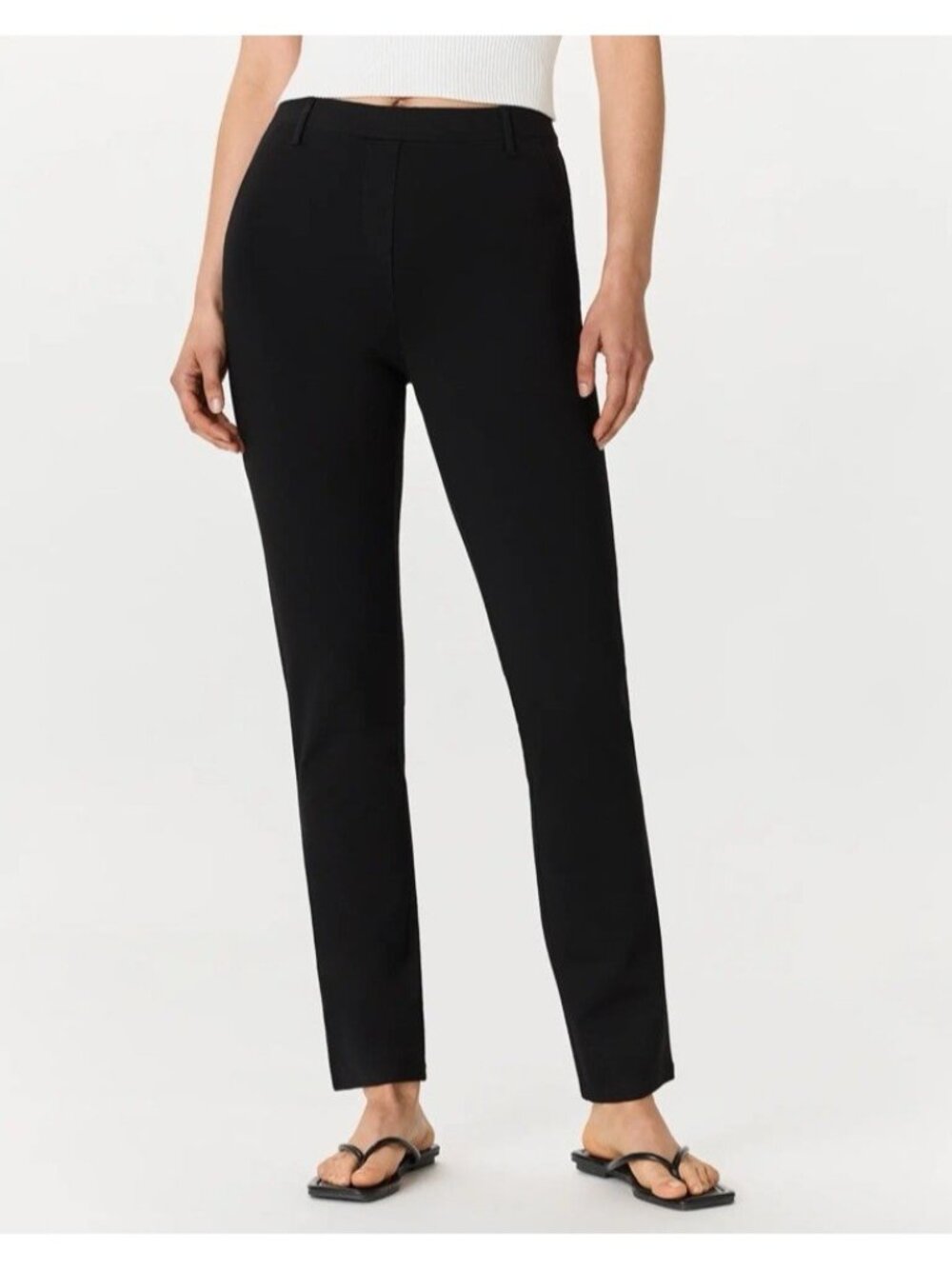 Quince Women's Ultra-Stretch Ponte Pants Straight Leg Black Size M